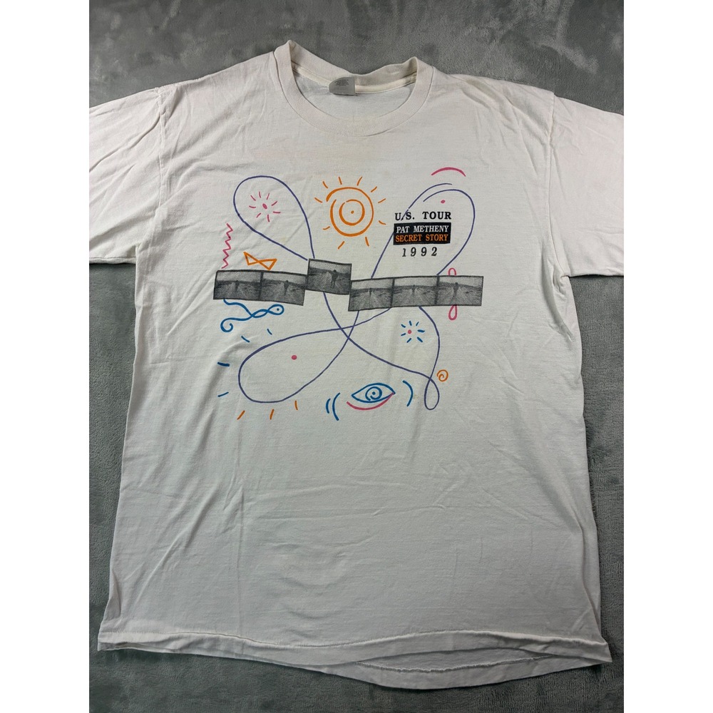 Vintage 1992 Pat Metheny Secret Story US Tour T-Shirt XL White Jazz Fusion 90s